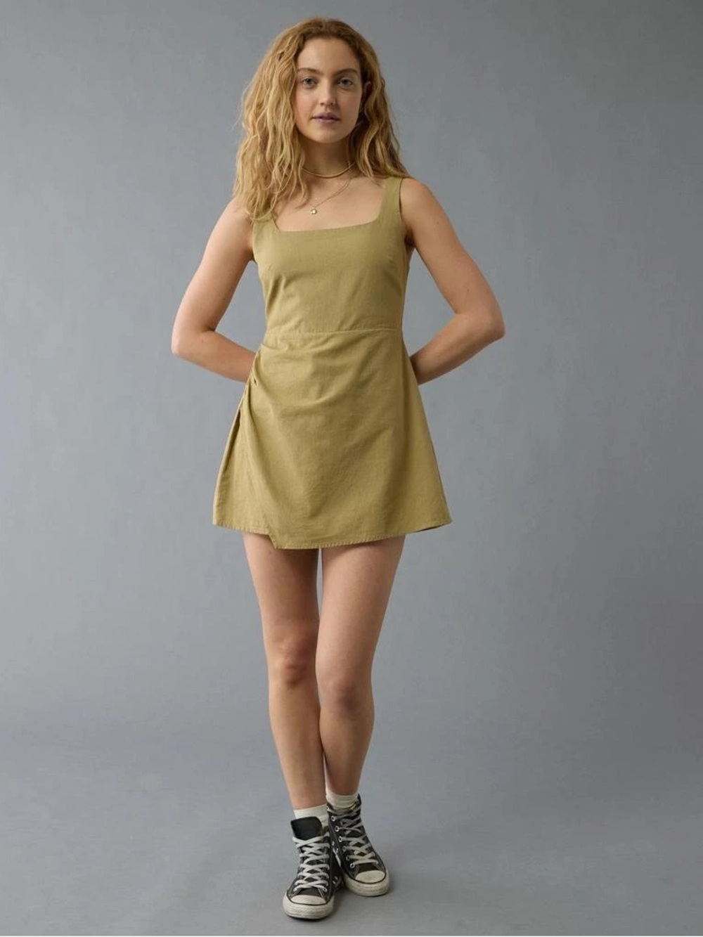 American Eagle Square Neck Wrap Romper